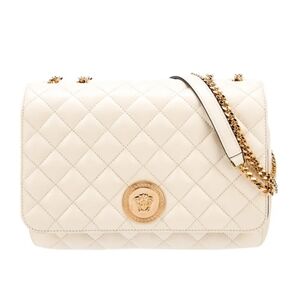 Versace La Medusa Lambskin Cream Quilted Crossbody or Shoulder Bag
